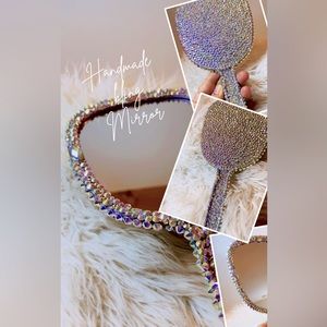 Rhinestone sparkly small handheld mirror